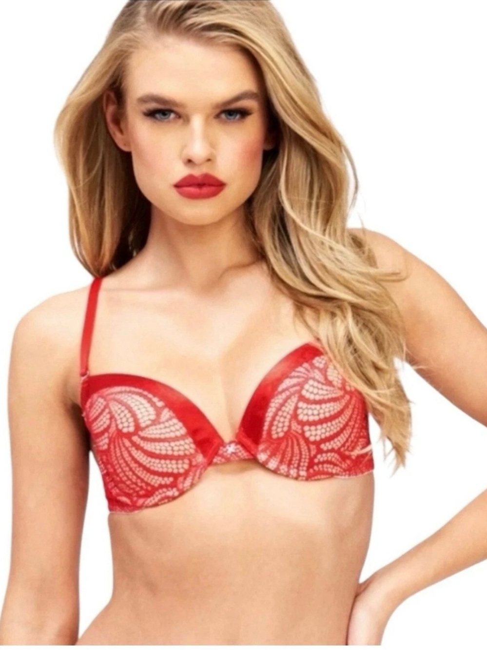 Frederick’s of Hollywood Red Extreme Tuxedo Push-Up Bra Size 32B